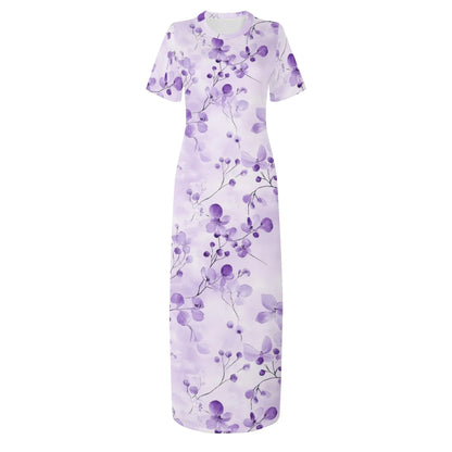 lilac-flowers-v1-short-sleeve-long-dress-long-dress-jlr-design-3 - JLR Design