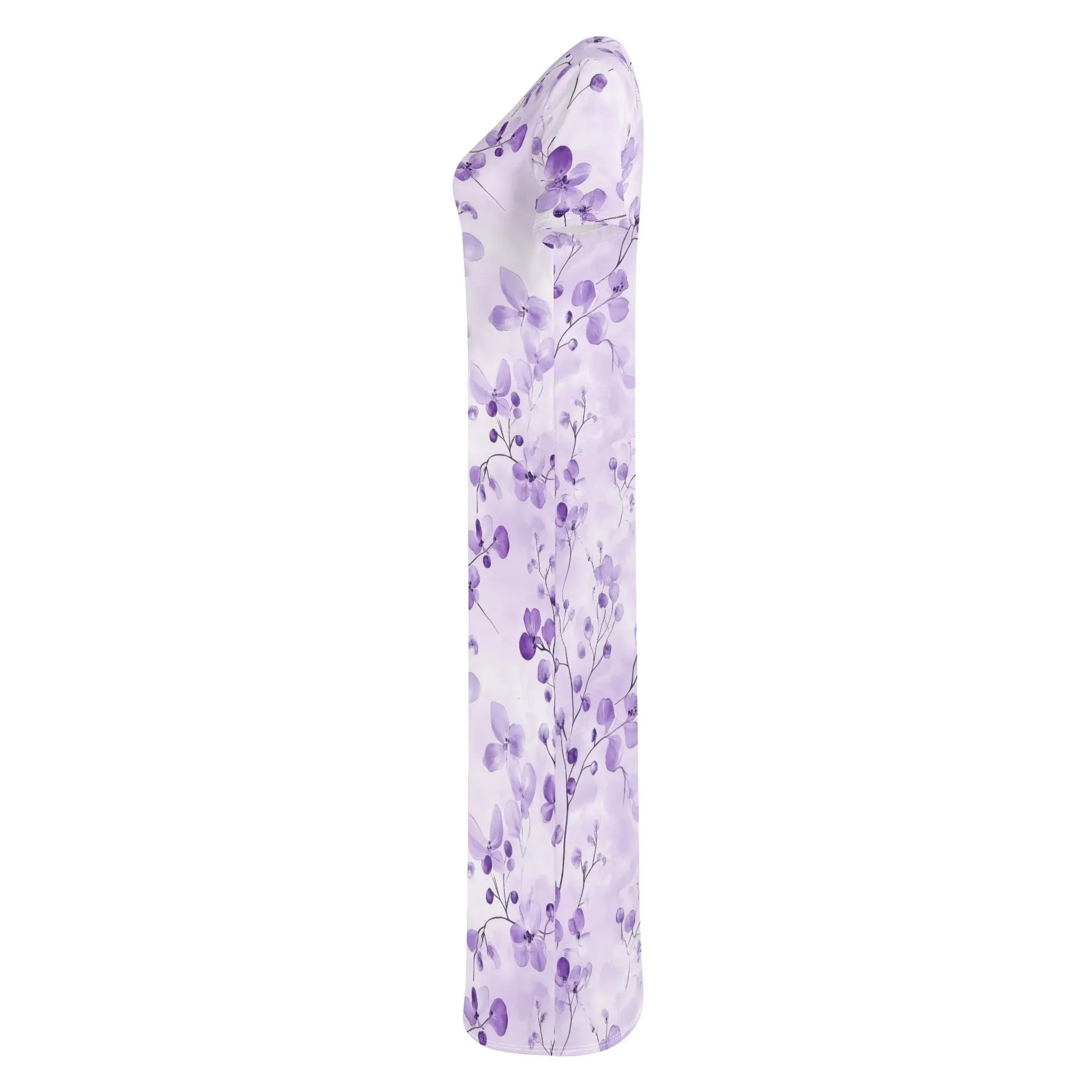 lilac-flowers-v1-short-sleeve-long-dress-long-dress-jlr-design-6 - JLR Design
