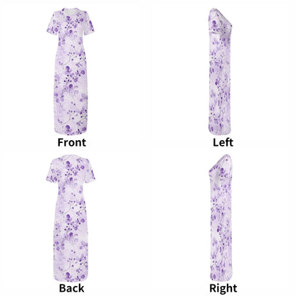 lilac-flowers-v1-short-sleeve-long-dress-long-dress-jlr-design-7 - JLR Design