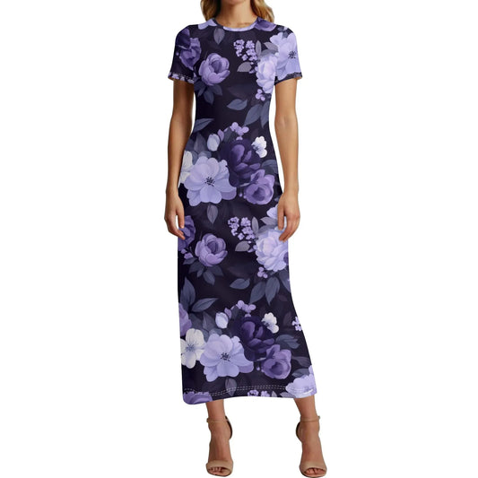 lilac-flowers-v2-short-sleeve-long-dress-long-dress-jlr-design-1 - JLR Design
