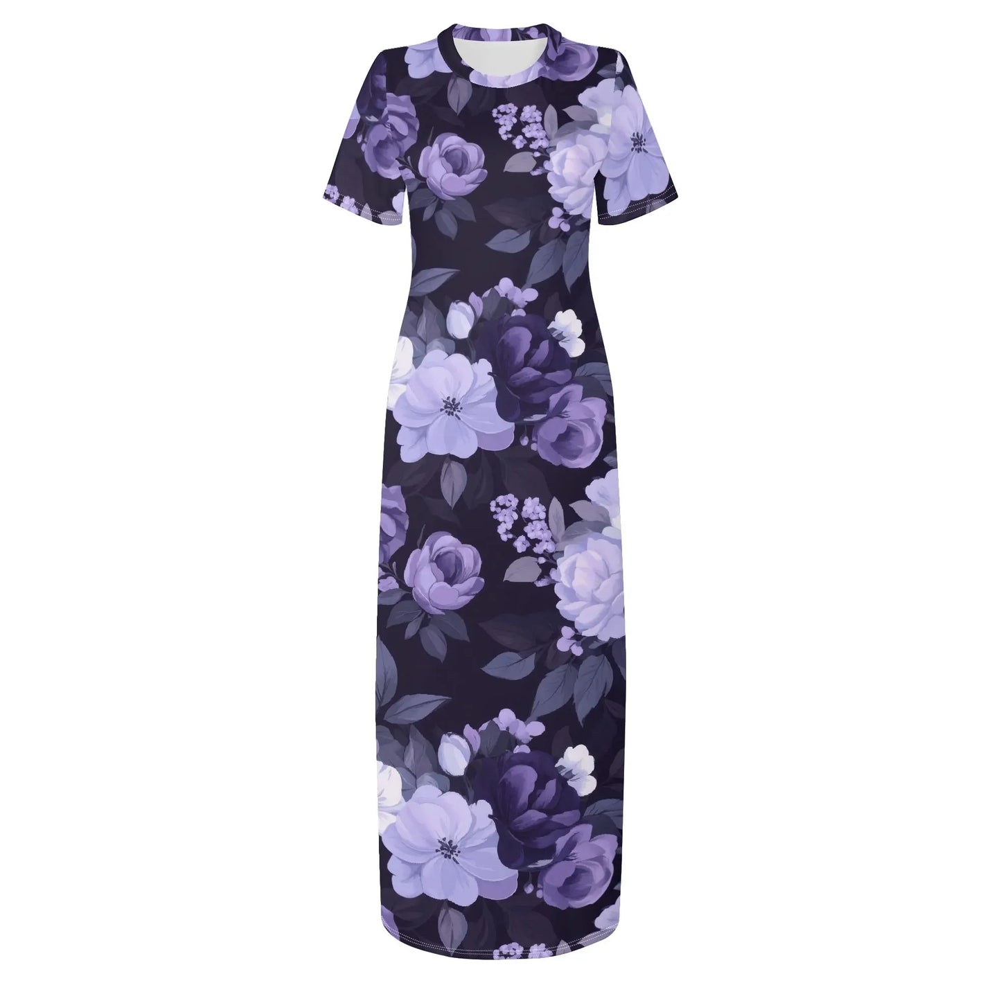 lilac-flowers-v2-short-sleeve-long-dress-long-dress-jlr-design-3 - JLR Design