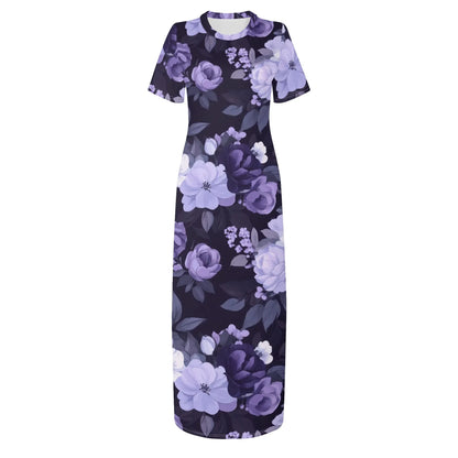 lilac-flowers-v2-short-sleeve-long-dress-long-dress-jlr-design-3 - JLR Design