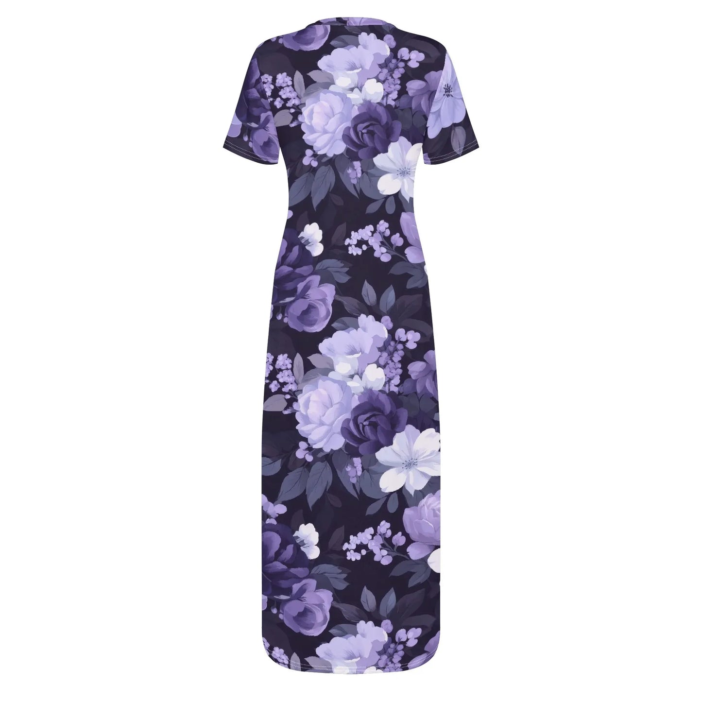 lilac-flowers-v2-short-sleeve-long-dress-long-dress-jlr-design-4 - JLR Design