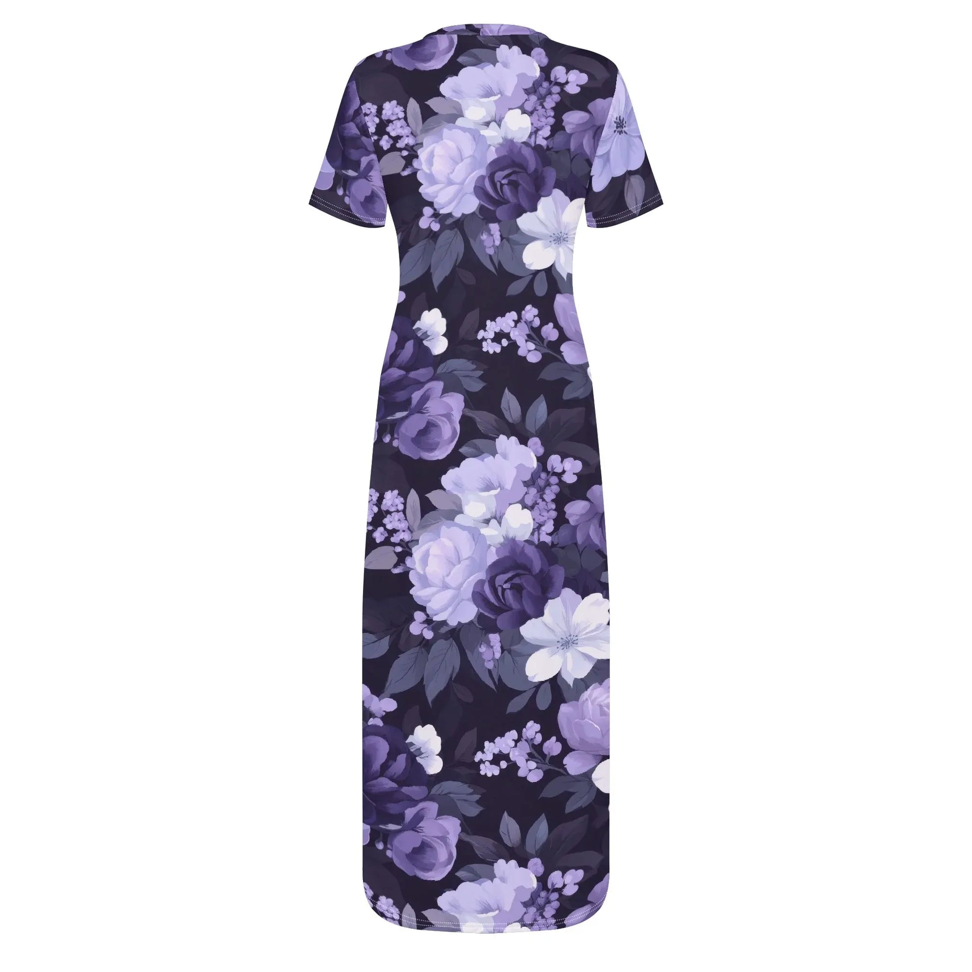 lilac-flowers-v2-short-sleeve-long-dress-long-dress-jlr-design-4 - JLR Design