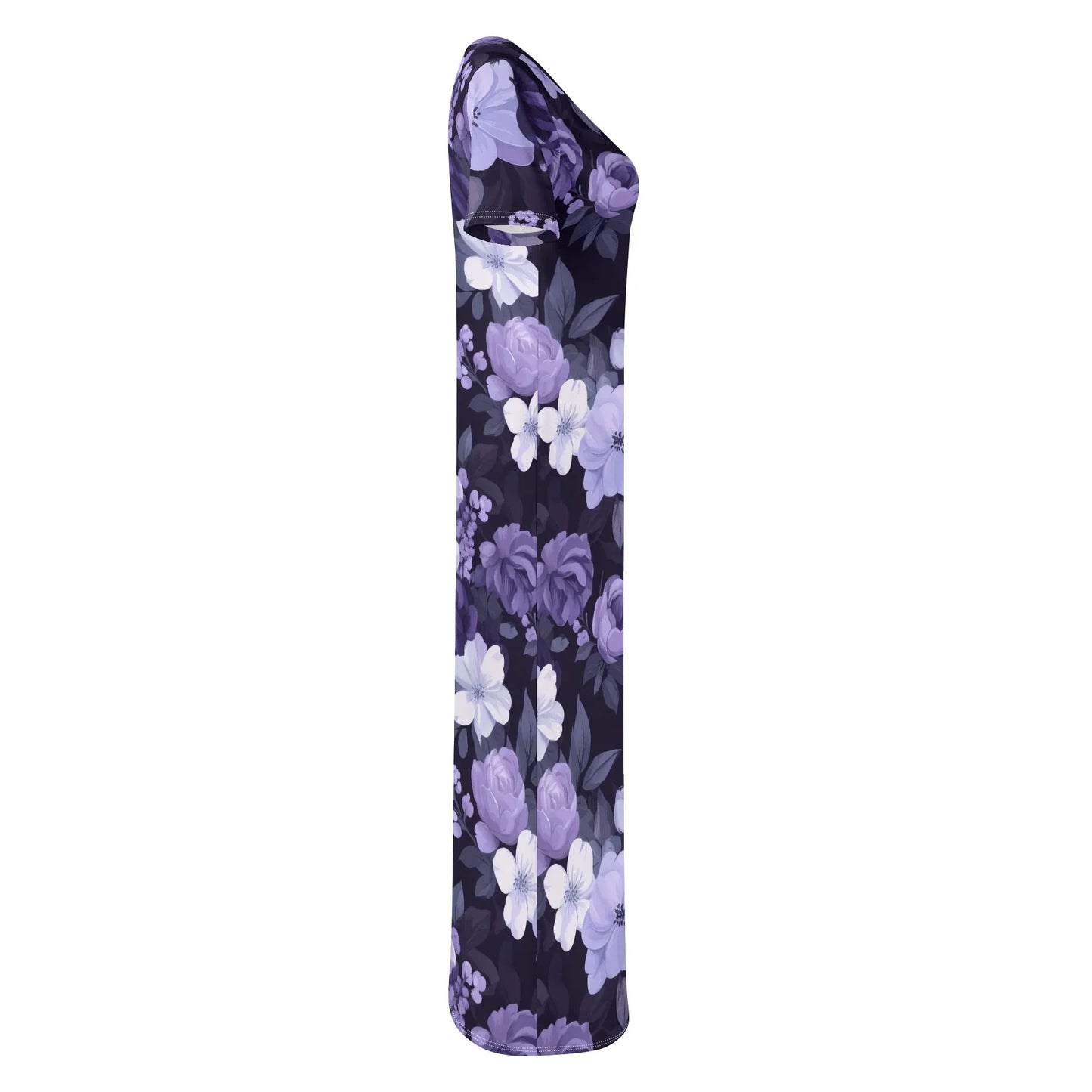 lilac-flowers-v2-short-sleeve-long-dress-long-dress-jlr-design-5 - JLR Design
