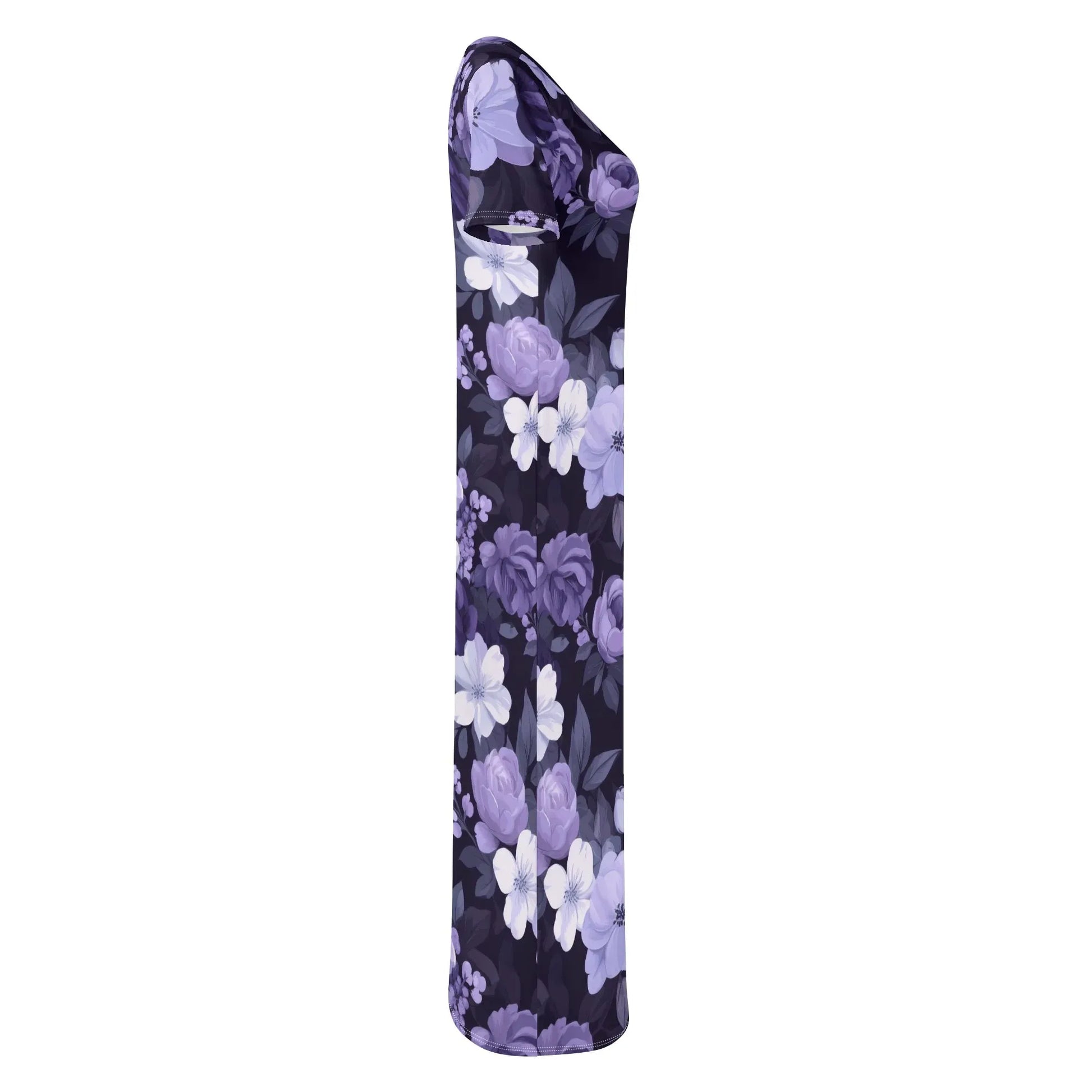 lilac-flowers-v2-short-sleeve-long-dress-long-dress-jlr-design-5 - JLR Design