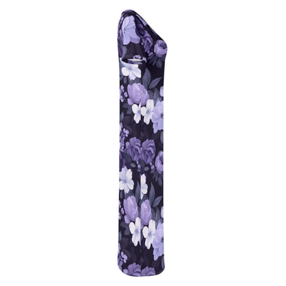 lilac-flowers-v2-short-sleeve-long-dress-long-dress-jlr-design-5 - JLR Design