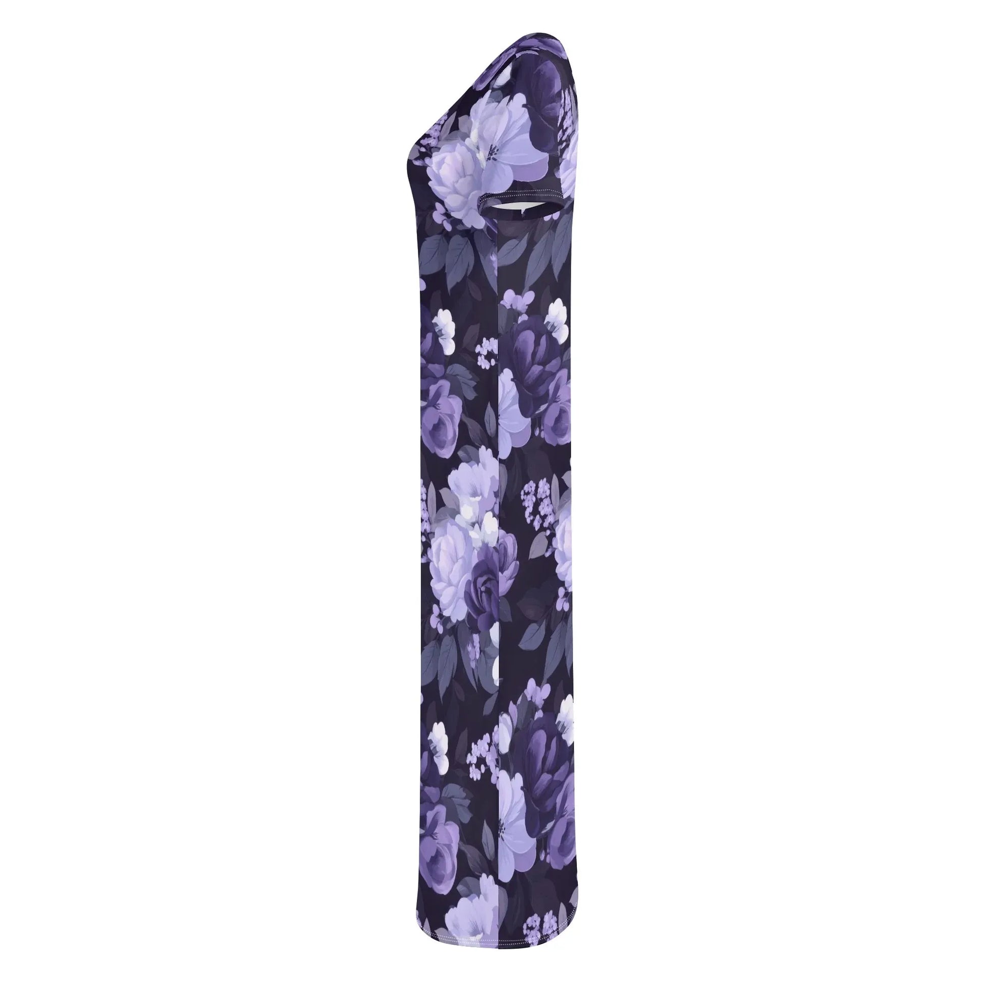 lilac-flowers-v2-short-sleeve-long-dress-long-dress-jlr-design-6 - JLR Design