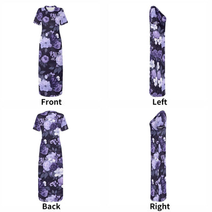 lilac-flowers-v2-short-sleeve-long-dress-long-dress-jlr-design-7 - JLR Design