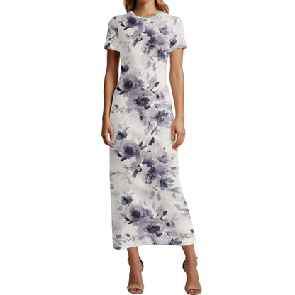 lilac-flowers-v3-short-sleeve-long-dress-long-dress-jlr-design-1 - JLR Design