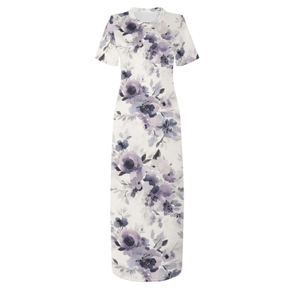 lilac-flowers-v3-short-sleeve-long-dress-long-dress-jlr-design-3 - JLR Design