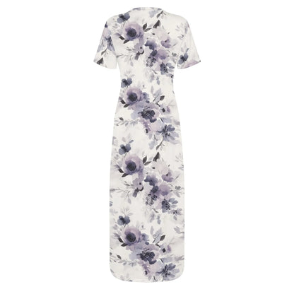 lilac-flowers-v3-short-sleeve-long-dress-long-dress-jlr-design-4 - JLR Design