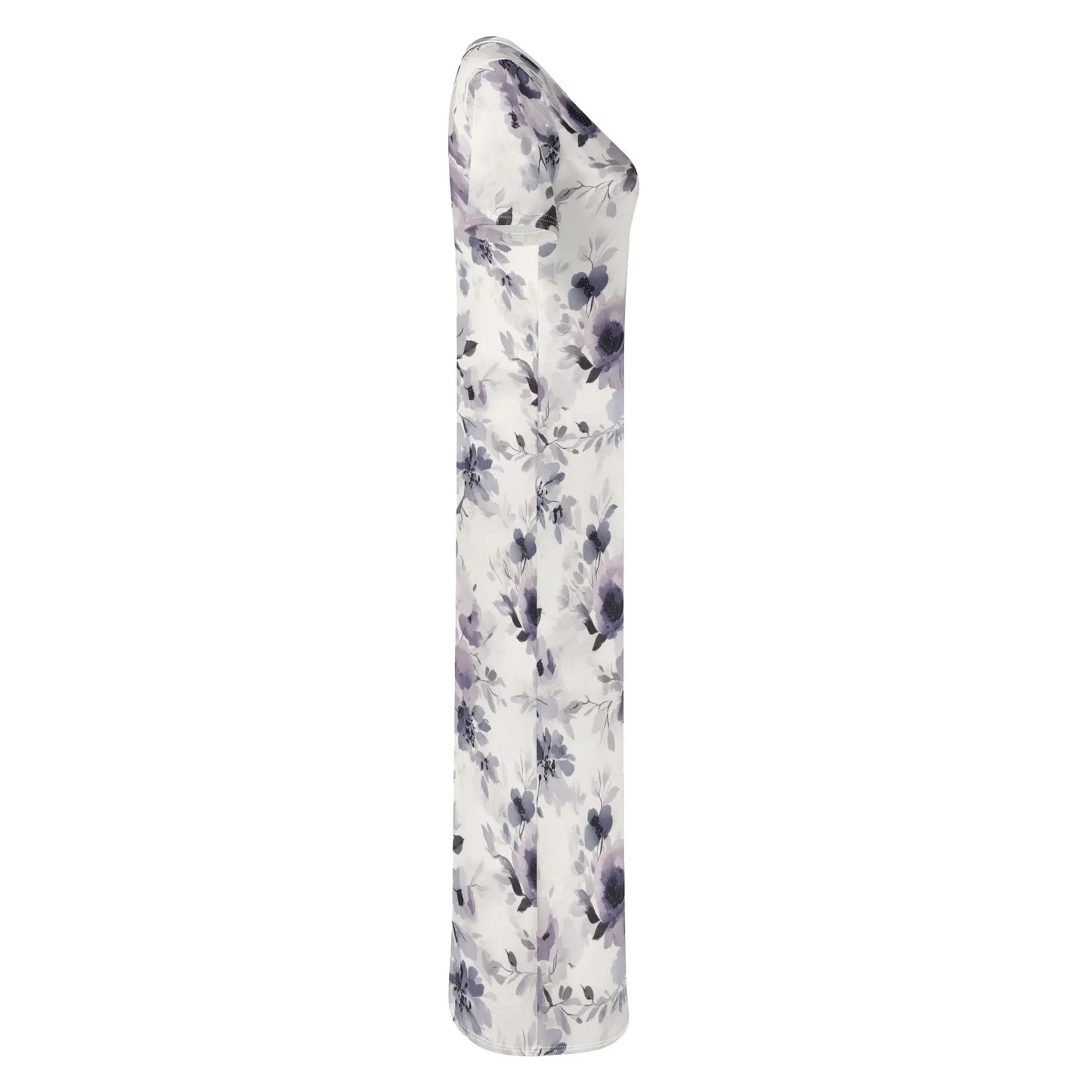 lilac-flowers-v3-short-sleeve-long-dress-long-dress-jlr-design-5 - JLR Design