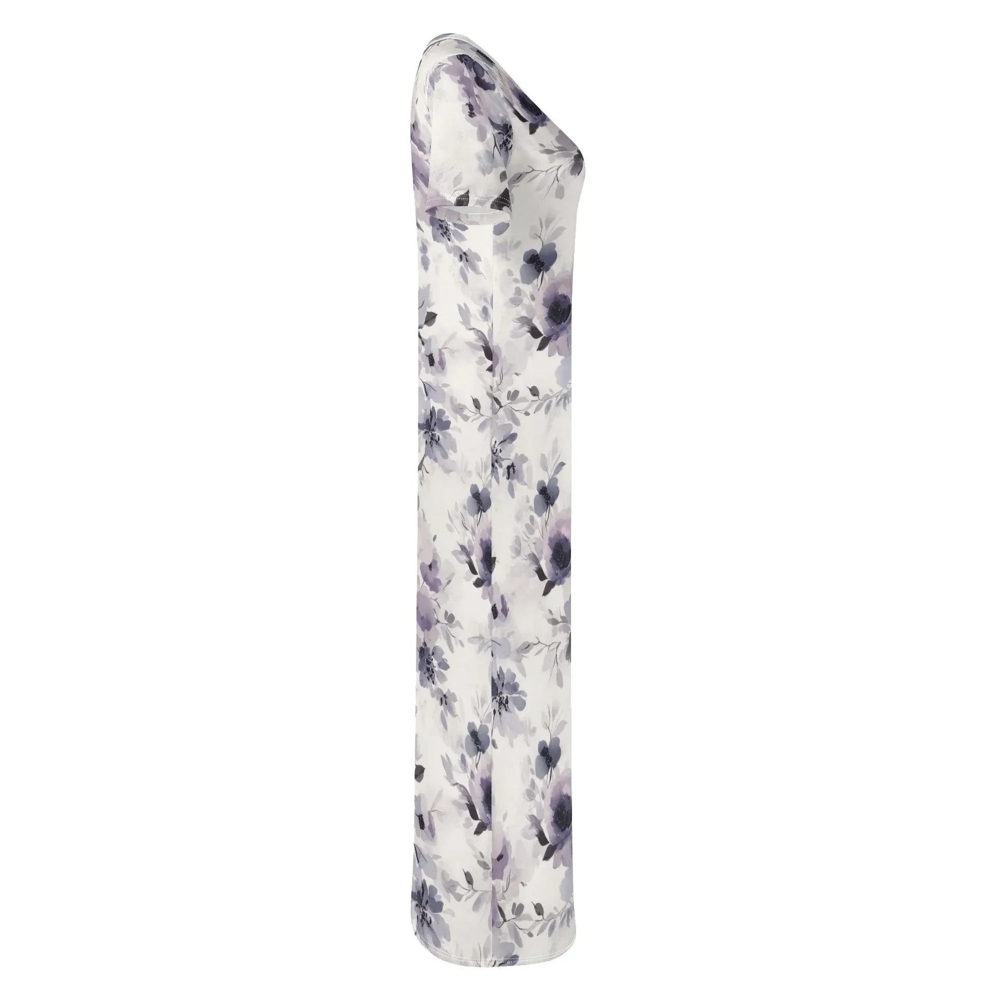 lilac-flowers-v3-short-sleeve-long-dress-long-dress-jlr-design-5 - JLR Design