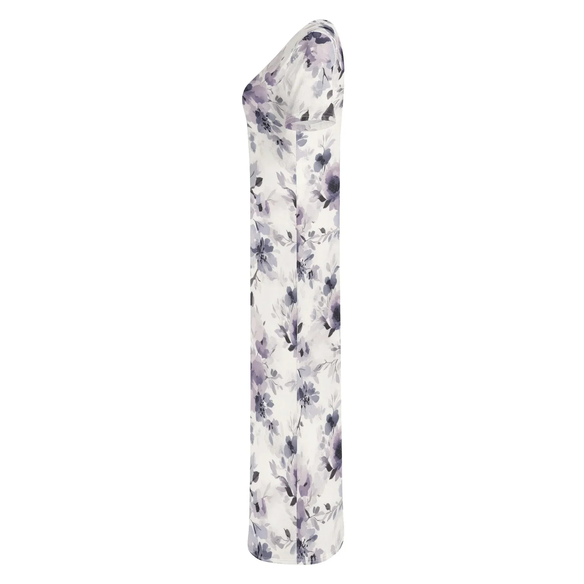 lilac-flowers-v3-short-sleeve-long-dress-long-dress-jlr-design-6 - JLR Design