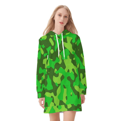 lime-green-camouflage-damen-hoodiekleid-warmes-velvet-kapuzenkleid-aus-weichem-samt-fleece-hoodiekleid-jlr-design-3 - JLR Design