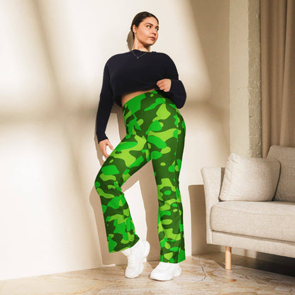 lime-green-camouflage-high-waist-flare-leggings-flare-leggings-jlr-design-1 - JLR Design
