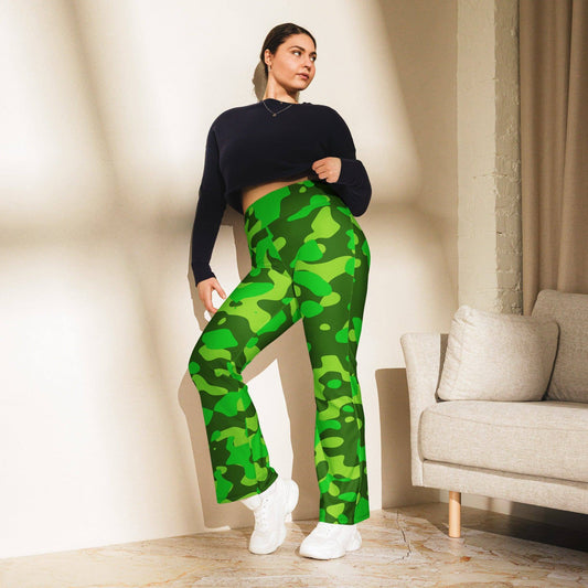 lime-green-camouflage-high-waist-flare-leggings-flare-leggings-jlr-design-1 - JLR Design