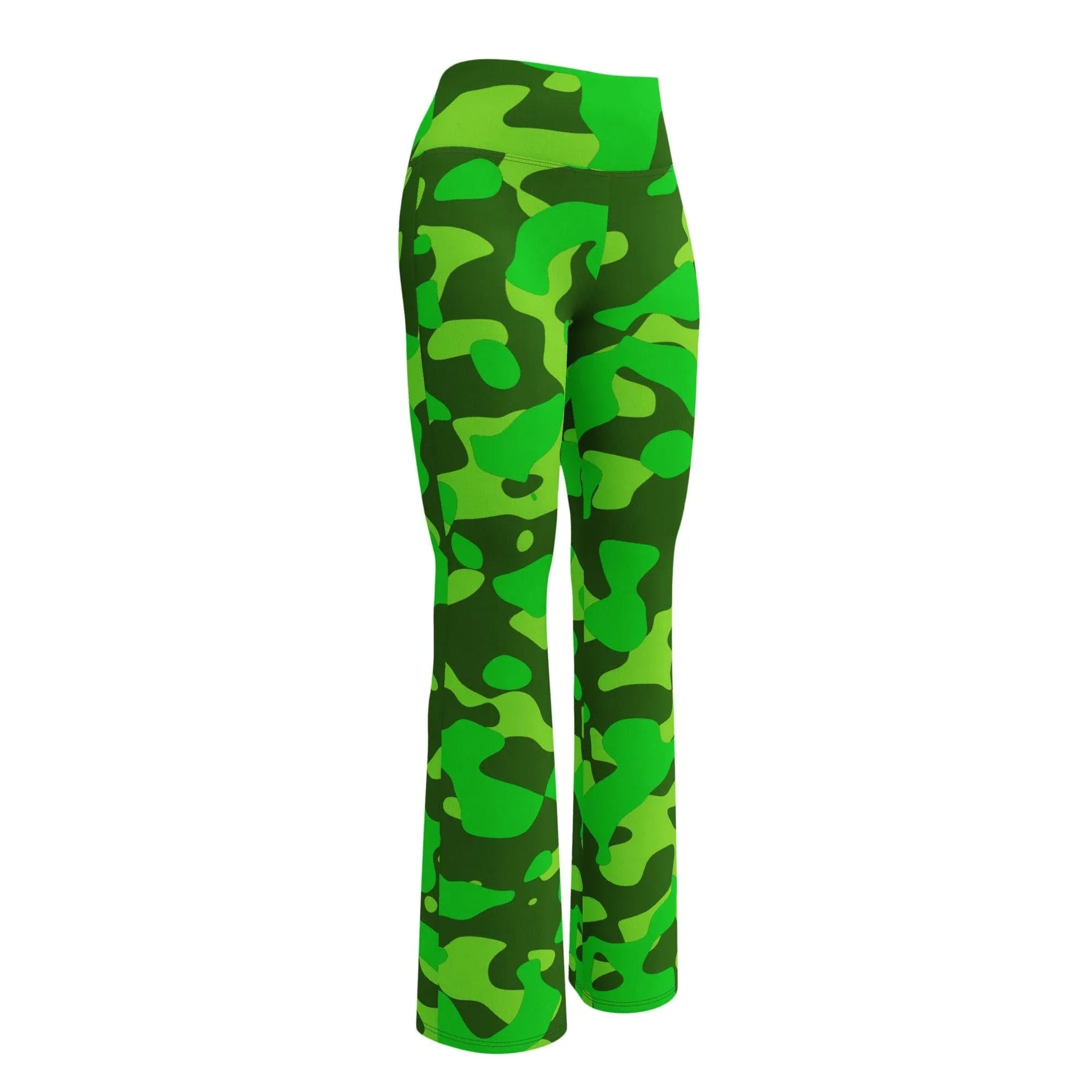 lime-green-camouflage-high-waist-flare-leggings-flare-leggings-jlr-design-11 - JLR Design