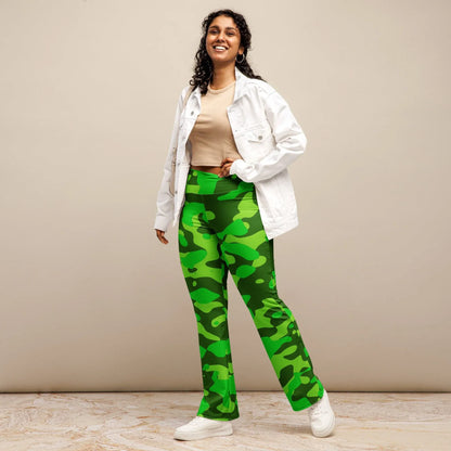 lime-green-camouflage-high-waist-flare-leggings-flare-leggings-jlr-design-3 - JLR Design