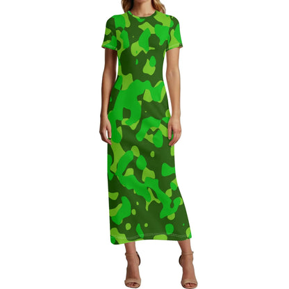 lime-green-camouflage-short-sleeve-long-dress-long-dress-jlr-design-1 - JLR Design