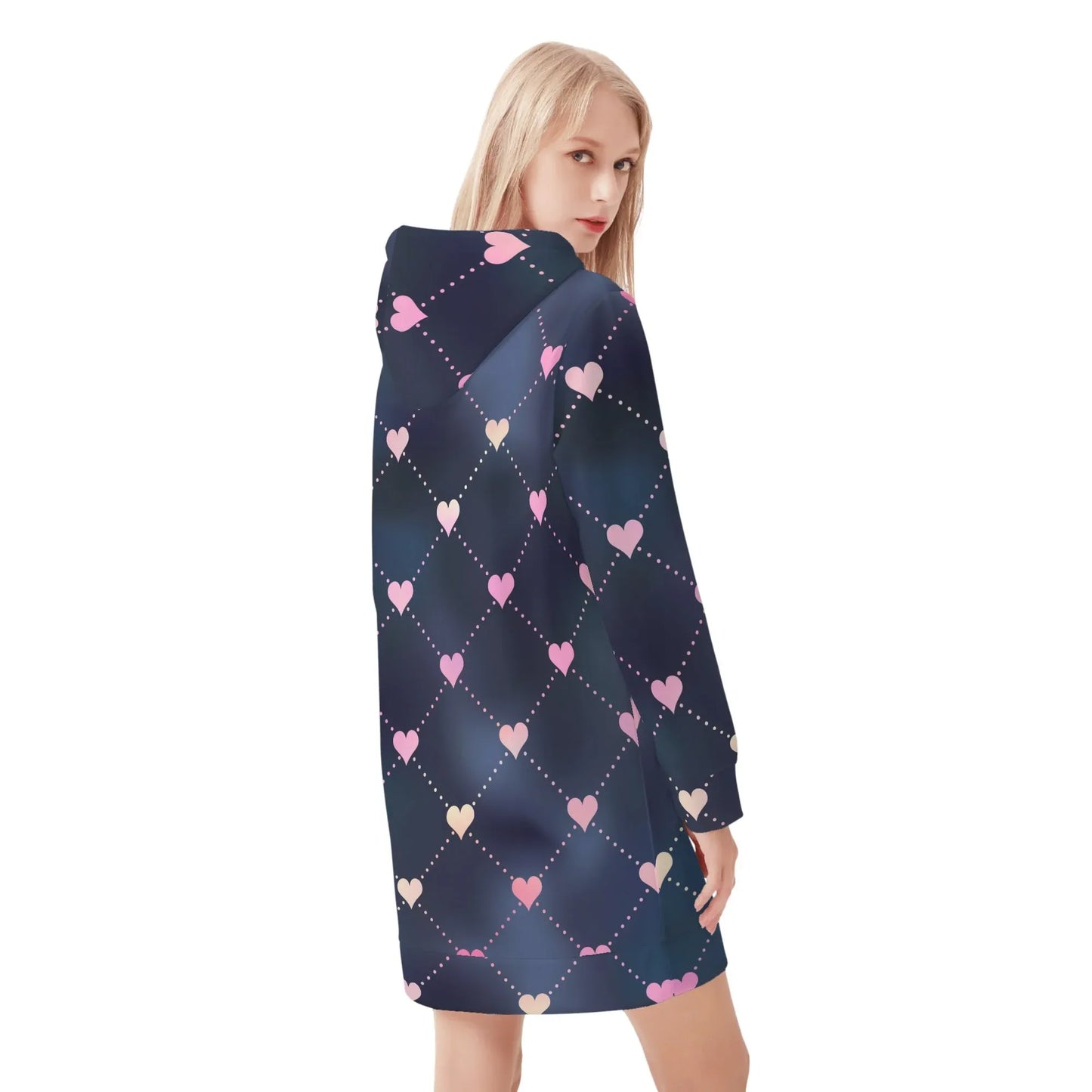 lined-hearts-damen-hoodiekleid-warmes-velvet-kapuzenkleid-aus-weichem-samt-fleece-hoodiekleid-jlr-design-2 - JLR Design