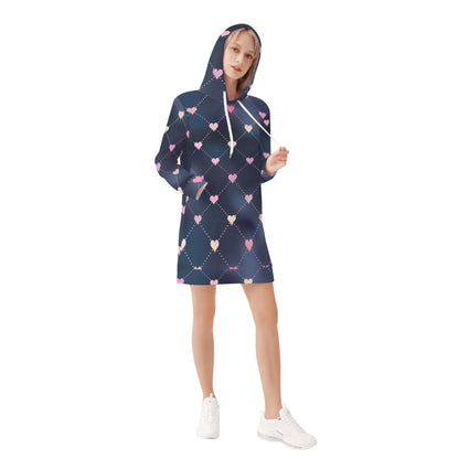 lined-hearts-damen-hoodiekleid-warmes-velvet-kapuzenkleid-aus-weichem-samt-fleece-hoodiekleid-jlr-design-4 - JLR Design