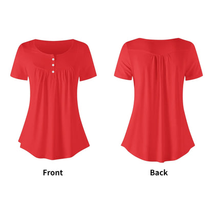 lockere-bluse-mit-u-ausschnitt-und-kurzen-armeln-fur-damen-alizarinrot-bluse-jlr-design-5 - JLR Design