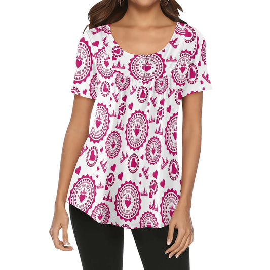 lockere-bluse-mit-u-ausschnitt-und-kurzen-armeln-fur-damen-all-you-need-is-love-bluse-jlr-design-1 - JLR Design