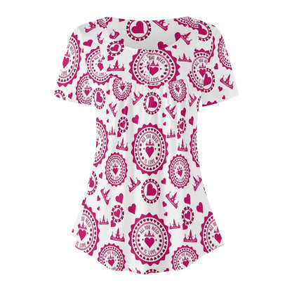 lockere-bluse-mit-u-ausschnitt-und-kurzen-armeln-fur-damen-all-you-need-is-love-bluse-jlr-design-3 - JLR Design