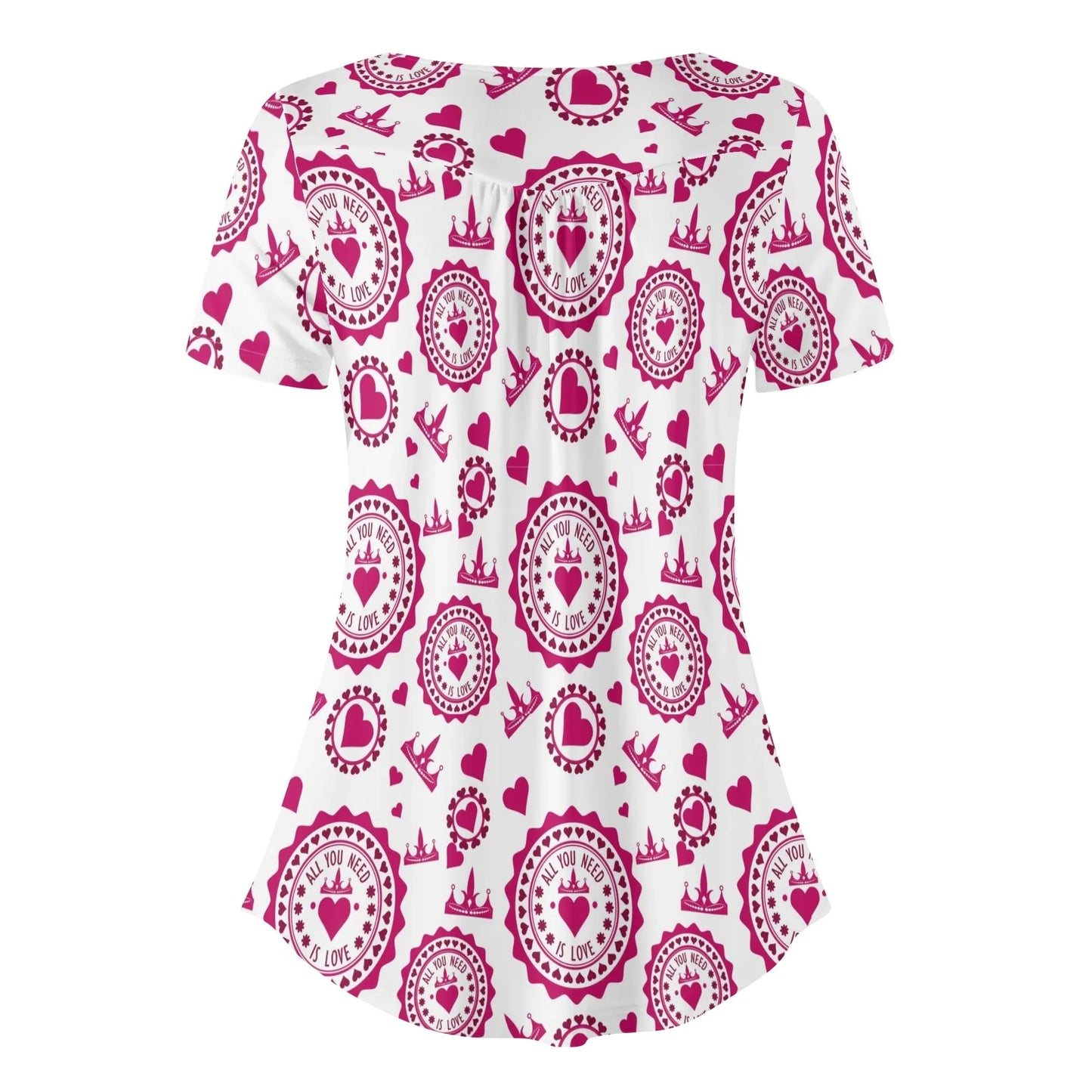 lockere-bluse-mit-u-ausschnitt-und-kurzen-armeln-fur-damen-all-you-need-is-love-bluse-jlr-design-4 - JLR Design