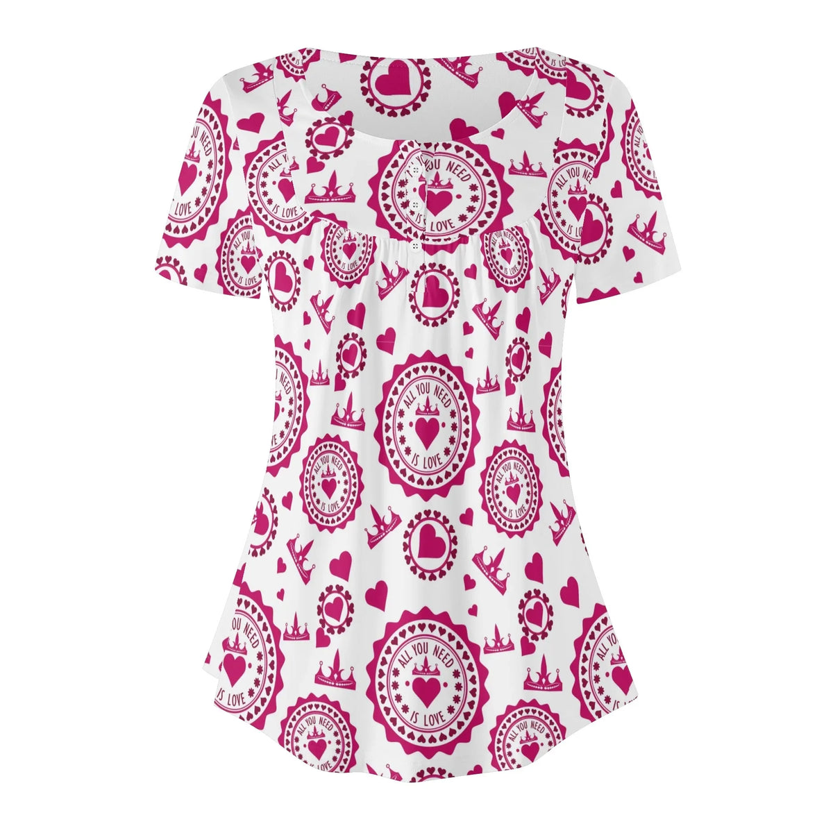lockere-bluse-mit-u-ausschnitt-und-kurzen-armeln-fur-damen-all-you-need-is-love-bluse-jlr-design-jlr-design-de-3 - JLR Design