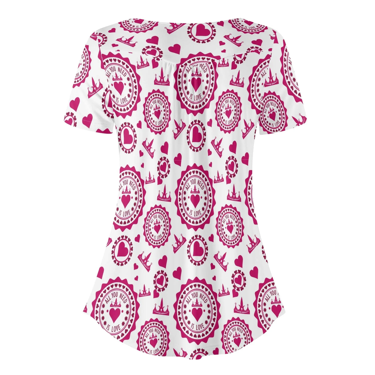 lockere-bluse-mit-u-ausschnitt-und-kurzen-armeln-fur-damen-all-you-need-is-love-bluse-jlr-design-jlr-design-de-4 - JLR Design