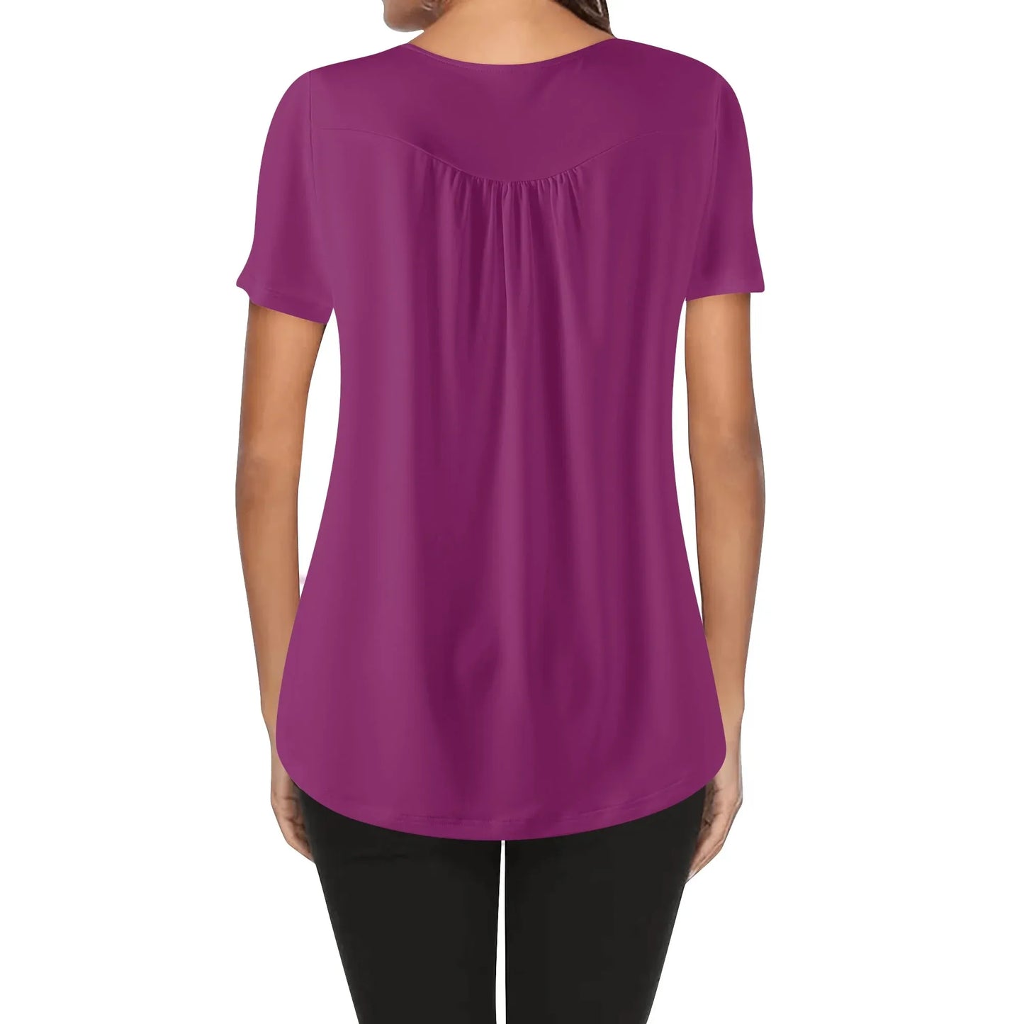 lockere-bluse-mit-u-ausschnitt-und-kurzen-armeln-fur-damen-aubergine-bluse-jlr-design-2 - JLR Design