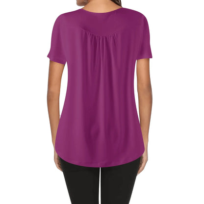 lockere-bluse-mit-u-ausschnitt-und-kurzen-armeln-fur-damen-aubergine-bluse-jlr-design-2 - JLR Design