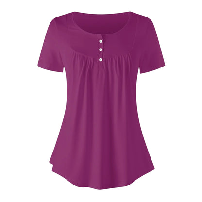 lockere-bluse-mit-u-ausschnitt-und-kurzen-armeln-fur-damen-aubergine-bluse-jlr-design-3 - JLR Design