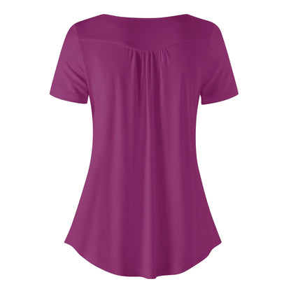 lockere-bluse-mit-u-ausschnitt-und-kurzen-armeln-fur-damen-aubergine-bluse-jlr-design-4 - JLR Design