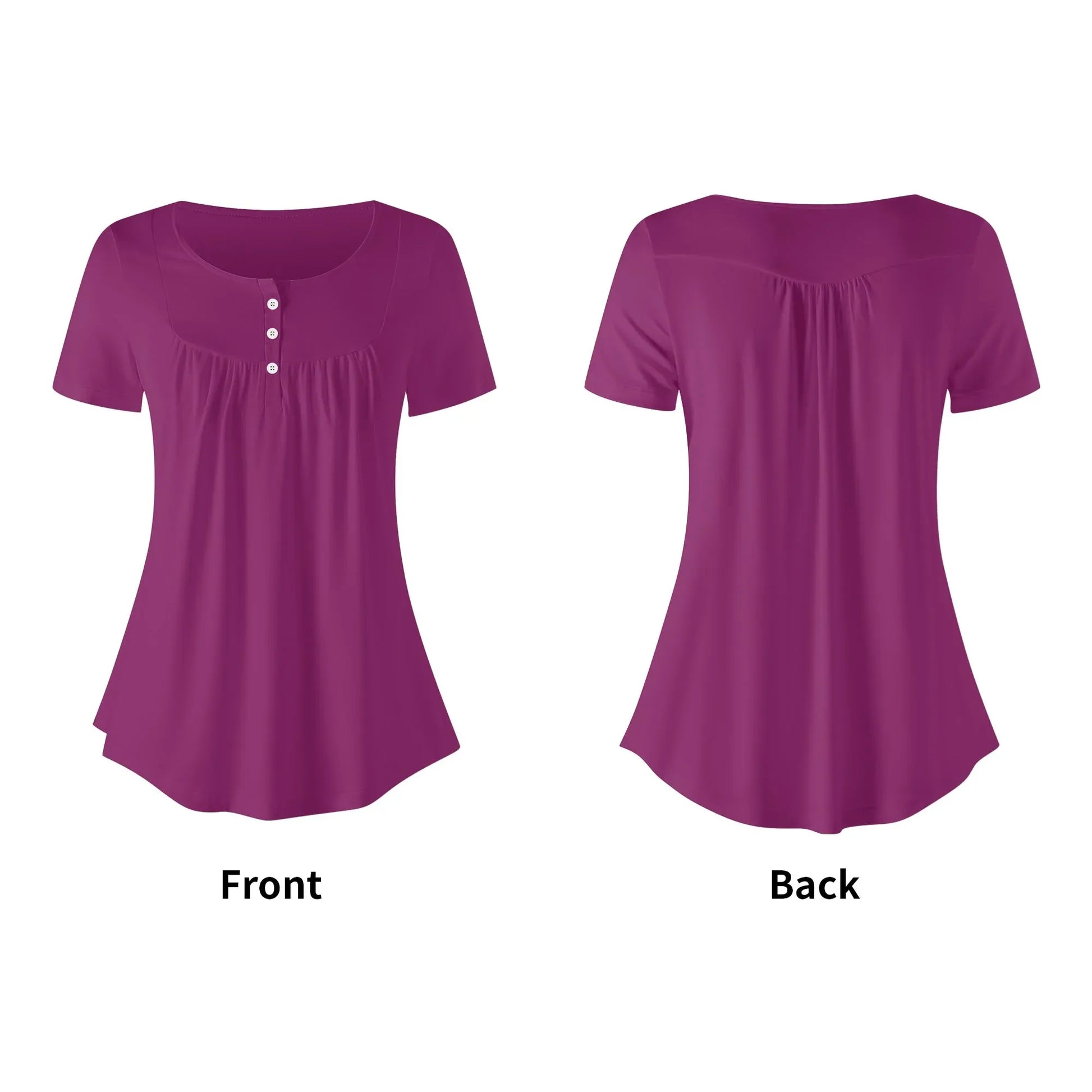 lockere-bluse-mit-u-ausschnitt-und-kurzen-armeln-fur-damen-aubergine-bluse-jlr-design-5 - JLR Design