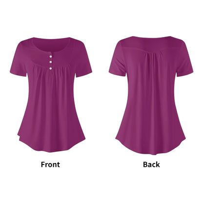 lockere-bluse-mit-u-ausschnitt-und-kurzen-armeln-fur-damen-aubergine-bluse-jlr-design-5 - JLR Design
