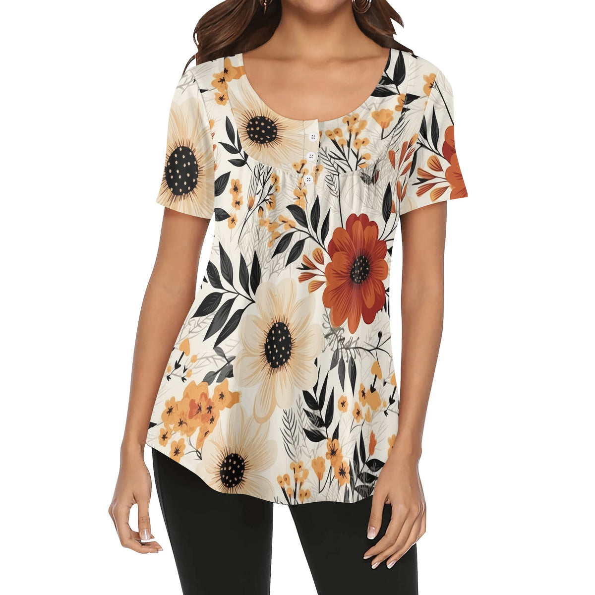 lockere-bluse-mit-u-ausschnitt-und-kurzen-armeln-fur-damen-autumn-flowers-v10-bluse-jlr-design-jlr-design-de-1 - JLR Design