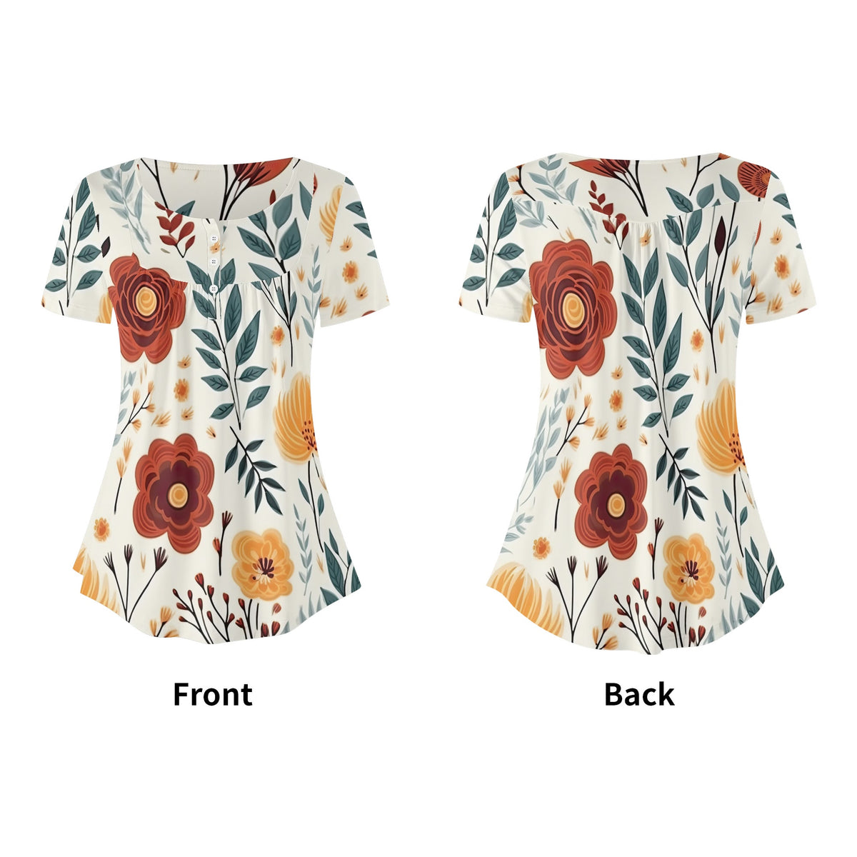 lockere-bluse-mit-u-ausschnitt-und-kurzen-armeln-fur-damen-autumn-flowers-v8-bluse-jlr-design-jlr-design-de-5 - JLR Design