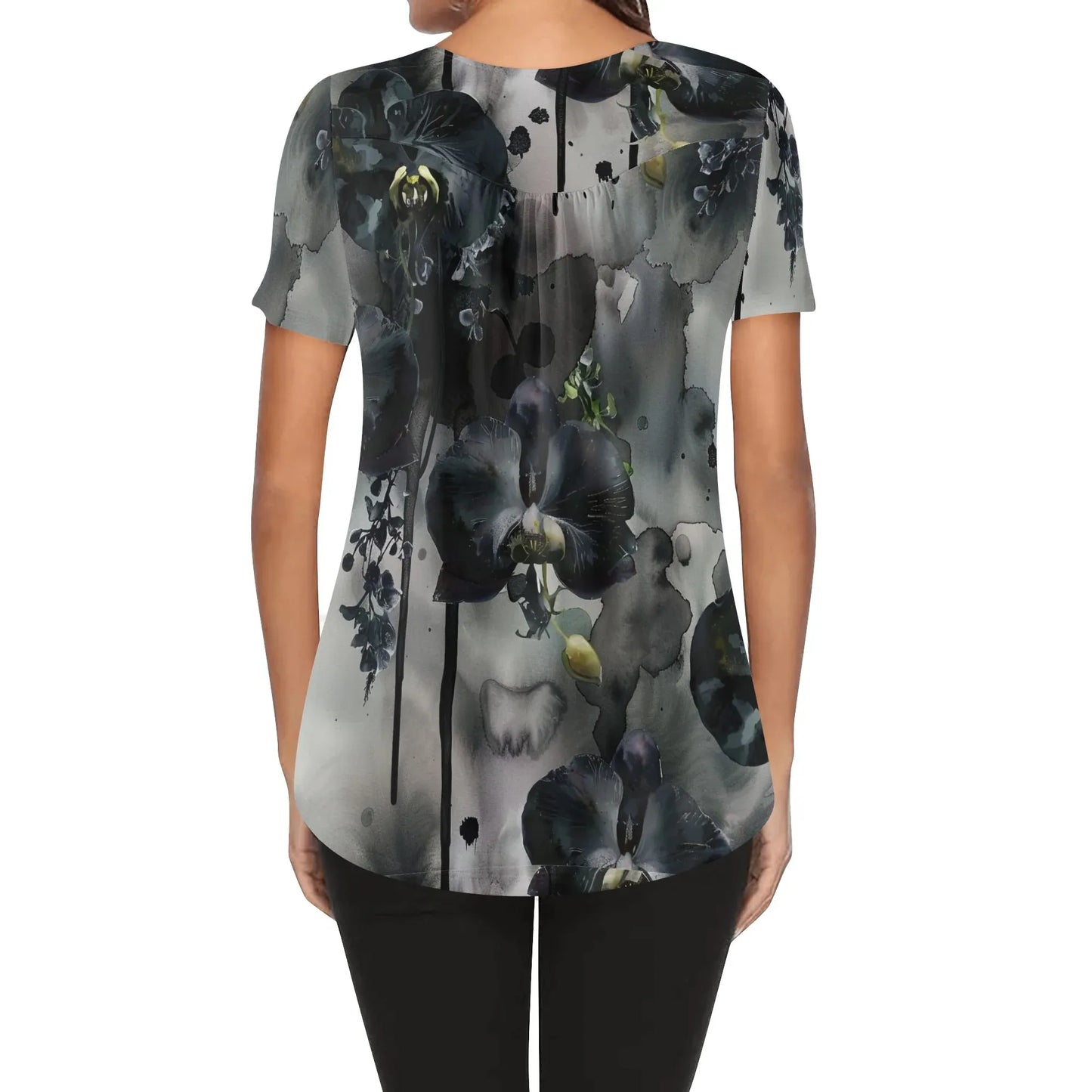 lockere-bluse-mit-u-ausschnitt-und-kurzen-armeln-fur-damen-black-orchid-bluse-jlr-design-2 - JLR Design