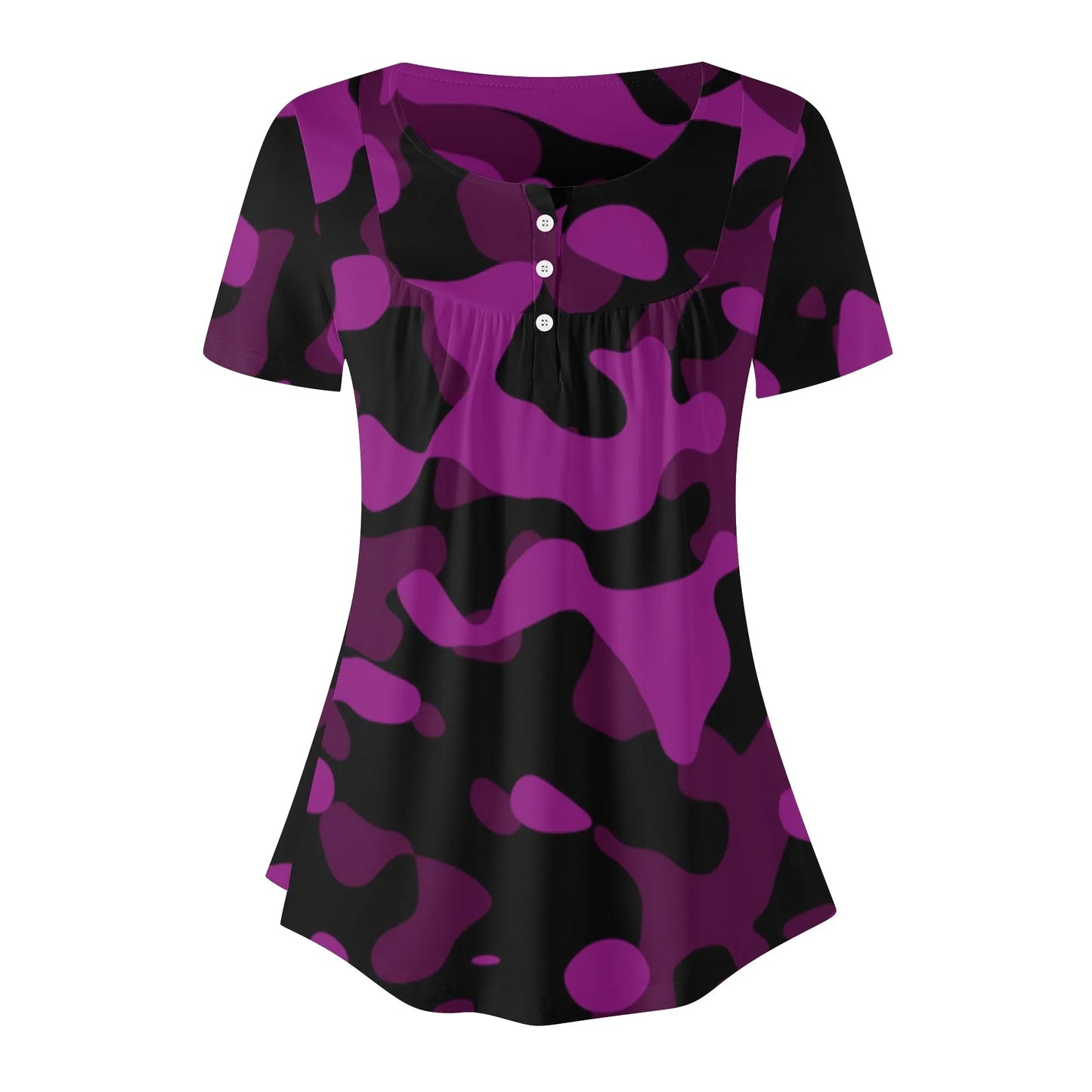 lockere-bluse-mit-u-ausschnitt-und-kurzen-armeln-fur-damen-black-pink-camouflage-bluse-jlr-design-3 - JLR Design