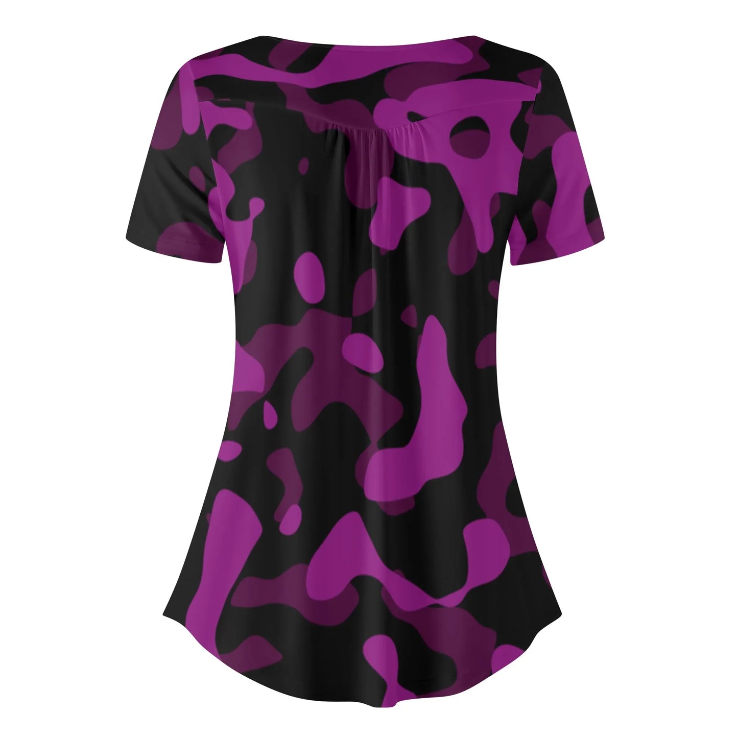 lockere-bluse-mit-u-ausschnitt-und-kurzen-armeln-fur-damen-black-pink-camouflage-bluse-jlr-design-4 - JLR Design