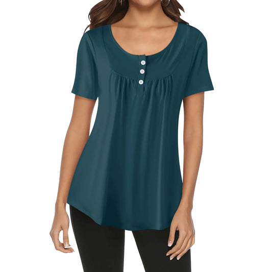 lockere-bluse-mit-u-ausschnitt-und-kurzen-armeln-fur-damen-blauwal-bluse-jlr-design-1 - JLR Design