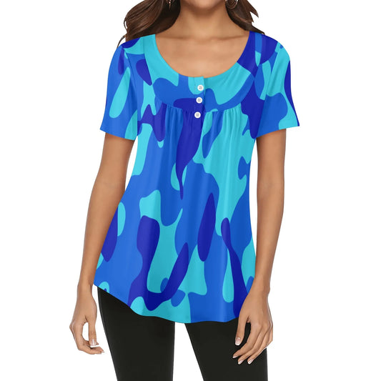 lockere-bluse-mit-u-ausschnitt-und-kurzen-armeln-fur-damen-blue-camouflage-bluse-jlr-design-1 - JLR Design