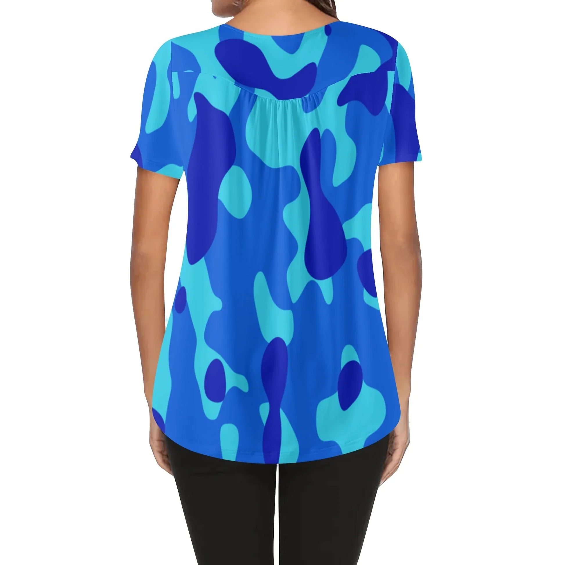 lockere-bluse-mit-u-ausschnitt-und-kurzen-armeln-fur-damen-blue-camouflage-bluse-jlr-design-2 - JLR Design