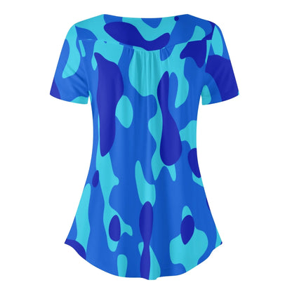 lockere-bluse-mit-u-ausschnitt-und-kurzen-armeln-fur-damen-blue-camouflage-bluse-jlr-design-4 - JLR Design