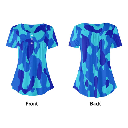 lockere-bluse-mit-u-ausschnitt-und-kurzen-armeln-fur-damen-blue-camouflage-bluse-jlr-design-5 - JLR Design