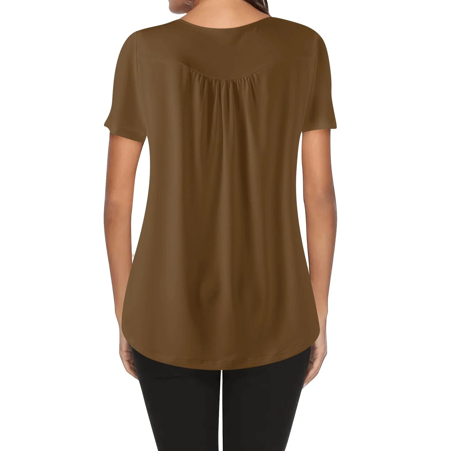 lockere-bluse-mit-u-ausschnitt-und-kurzen-armeln-fur-damen-braun-bluse-jlr-design-2 - JLR Design